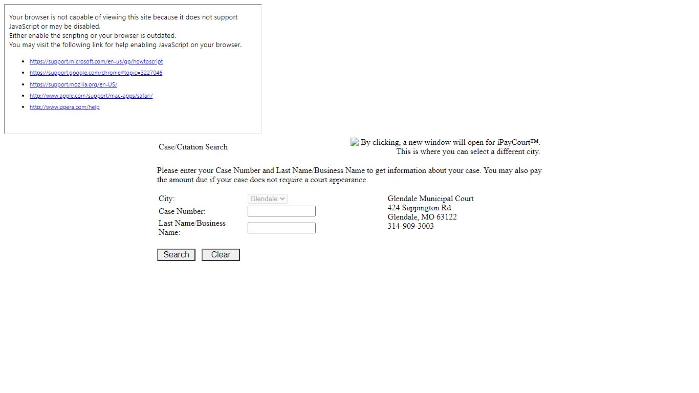 iPayCourt ™ - Citation/Case Search
